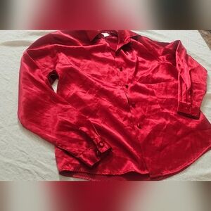 Vintage Christie & Jill Satin Red long sleeved blouse Large